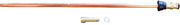 Copper stem assembly with brass valve cartridge and rubber seal on white background.