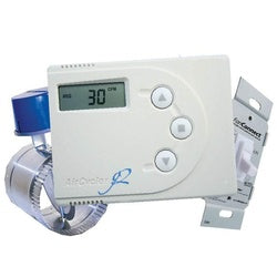 White rectangular timer control with digital display showing "30," three circular buttons below, and attached white ductwork 