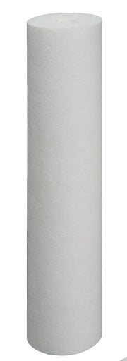 White cylindrical sediment filter cartridge with rounded top, 4.5 inches diameter by 20 inches tall.