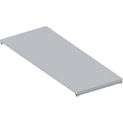 Rectangular stainless steel drain cover with flat surface and raised edges.