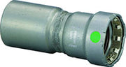 Viega MegaPress 1-1/4" press reducer in carbon steel with zinc-nickel coating and green indicator ring.
