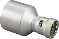 Viega MegaPressG 3" to 2" carbon steel press reducer with zinc-nickel coating and press fit connections.