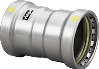 Viega MegaPressG 3" press coupling with stop, carbon steel with zinc-nickel coating.