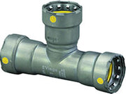 Viega MegaPressG 1-1/2" x 1-1/2" x 3/4" Press Tee in Carbon Steel, Zinc-Nickel Coating - 25366