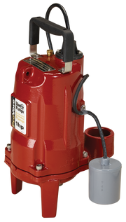 Red Liberty Pumps ProVore grinder pump with black handle, cord, and gray suction cup base.