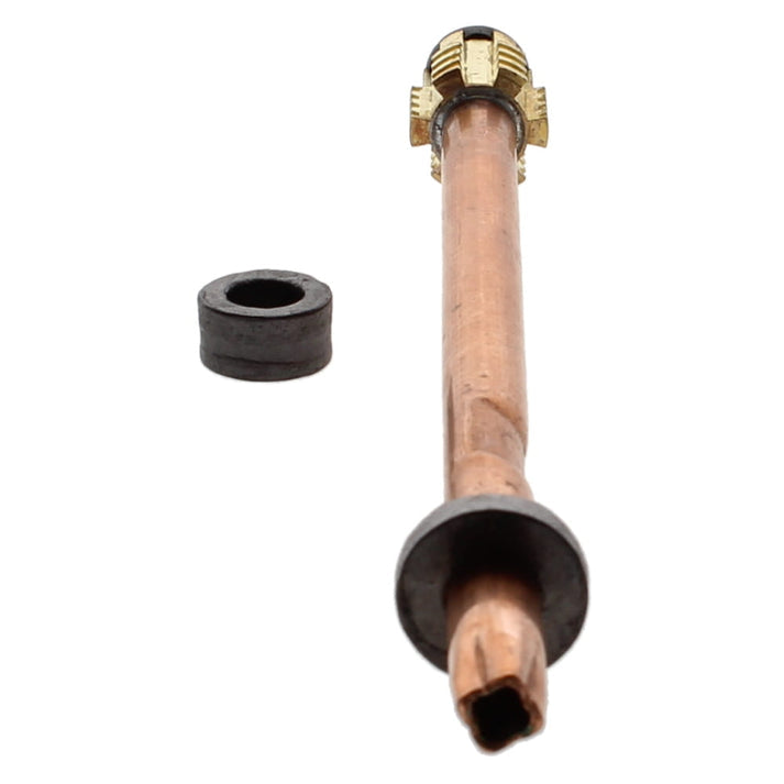 Copper stem assembly with brass top fitting, black rubber washer, and black rubber seal ring included.