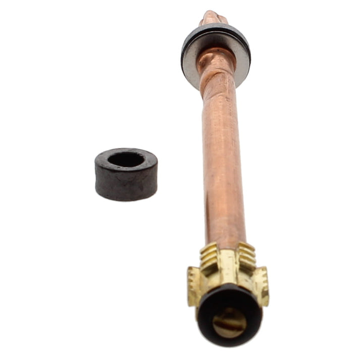 Copper stem assembly with brass base, black rubber washer, and chrome collar for 300 Series faucet.
