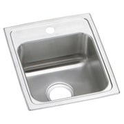 Stainless steel drop-in bar sink with single bowl, one faucet hole, and brushed finish rim.