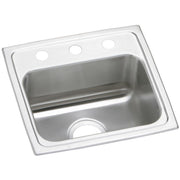 Stainless steel drop-in sink with single bowl and three mounting holes on the rim.