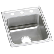 Stainless steel drop-in sink with single bowl, three holes on rim, and drain opening.