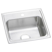 Stainless steel drop-in sink with single bowl, one faucet hole, and brushed satin finish basin.