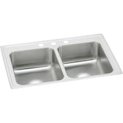 Elkay Celebrity Stainless Steel 33" x 19-1/2" x 7-1/8", 3-Hole Equal Double Bowl Drop-in Sink