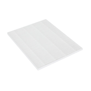 White pleated rectangular air filter with parallel ridged surface pattern.