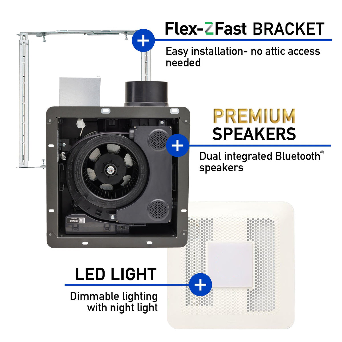 PANASONIC CEILING FANS WhisperFit DC Exhaust Fan w/ Bluetooth Speakers and LED