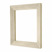 Sand-colored concrete frame mirror with beveled edge and speckled finish.