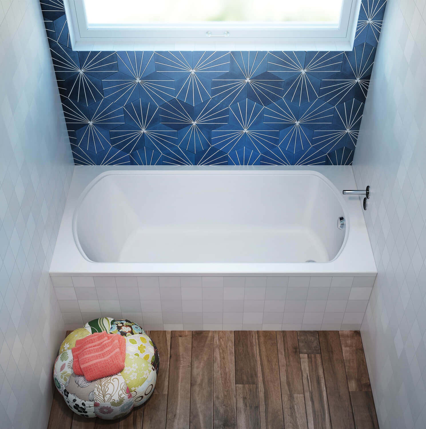 Bain Ultra Pro Meridian 6634 Rectangular Alcove Or Drop In 1-Person 55 Gallon Soaker Bathtub with 1-1/2" Standard Deck in Biscuit - BPMKRI00N-02