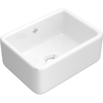 Rohl RC2418WH Shaws Original Lancaster Single Bowl Apron Front Fireclay Kitchen Sink, White