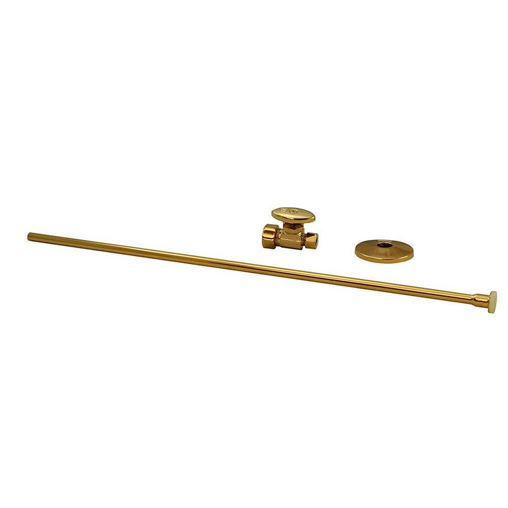 Oil rubbed bronze closet supply kit with straight stop valve, shut-off handle, and escutcheon plate.