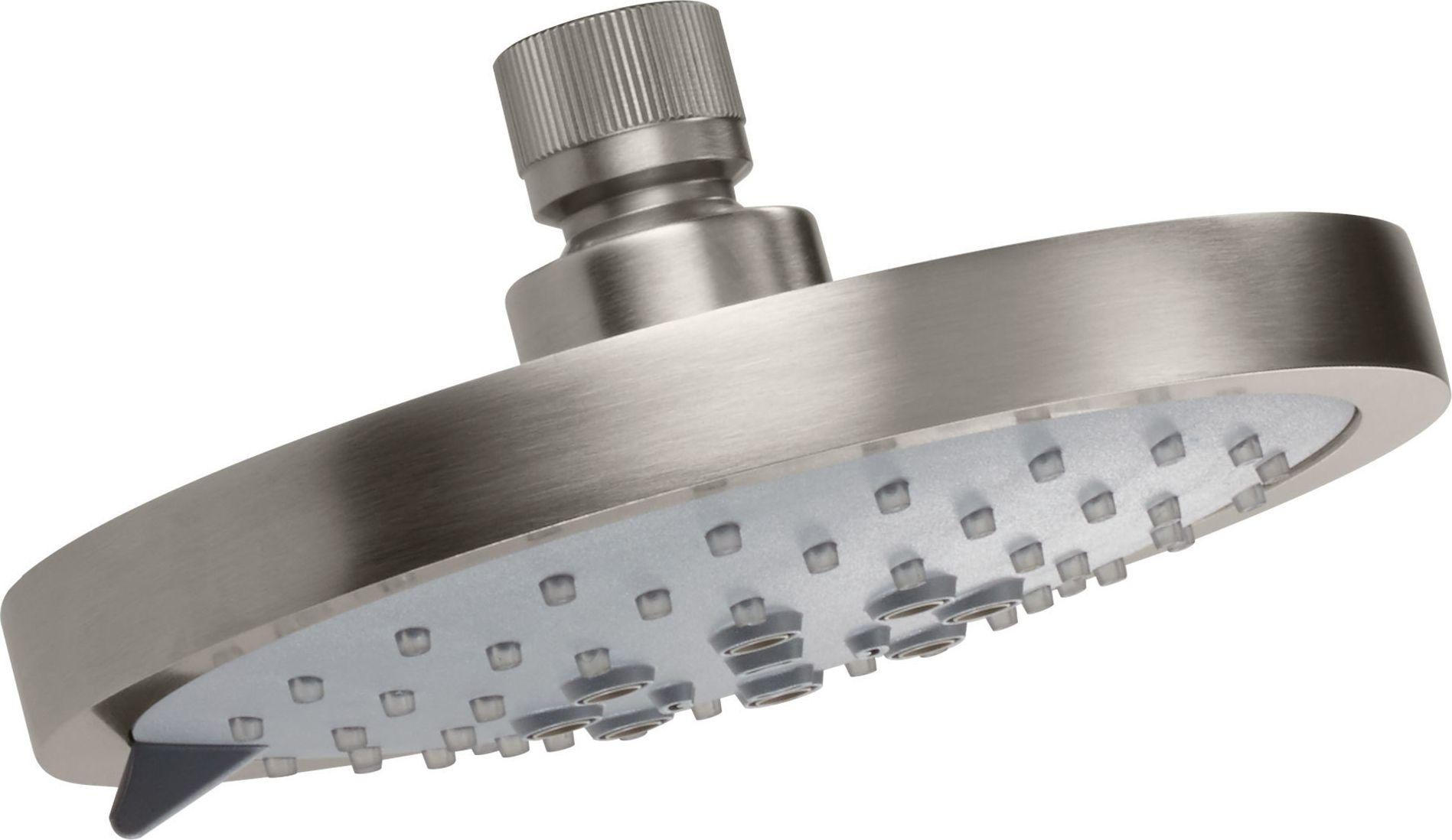 Black nickel showerhead with wide oval face, multiple spray nozzles, and adjustable arm connector.