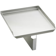 Stainless steel square drainboard with raised edges and support bracket mounted underneath.