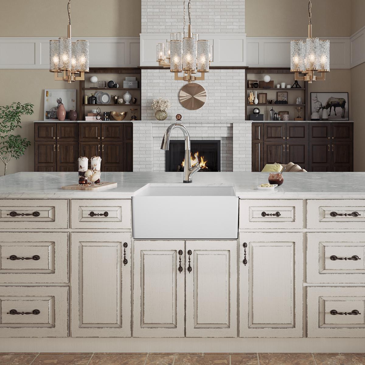 Elkay Fireclay 24-7/16" x 19-11/16" x 9-1/8" Single Bowl Farmhouse Sink Kit with Filtered Faucet, White