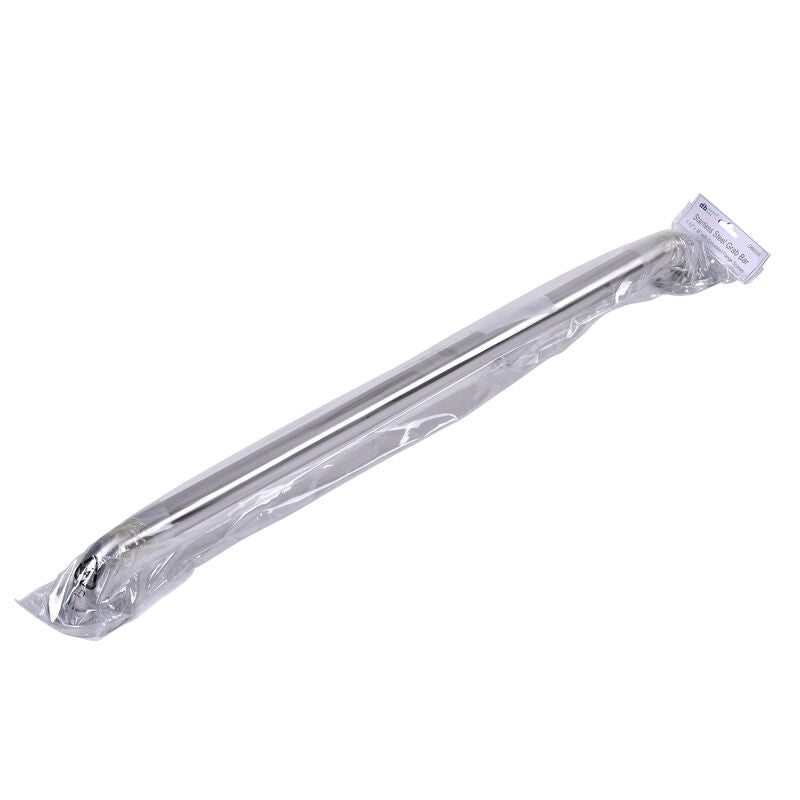 Stainless steel grab bar 36 inches long with 1-1/2 inch diameter in clear plastic packaging.
