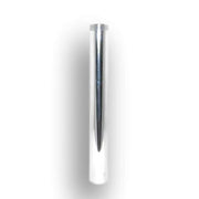 Chrome plated metal tail piece, cylindrical with tapered end, approximately 6 inches long.