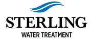 Sterling Water Treatment logo with blue wave design and black text.