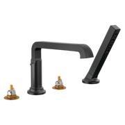 Delta Tetra Deck Mounted Roman Tub Filler w/ Diverter & Hand Shower - Less Handle