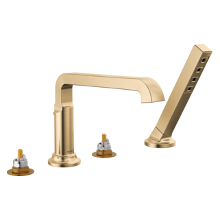 Delta Tetra Deck Mounted Roman Tub Filler w/ Diverter & Hand Shower - Less Handle