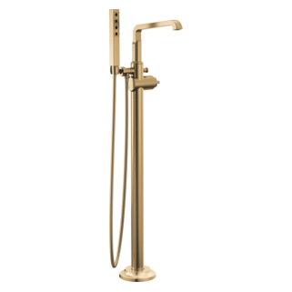 Delta Tetra Floor Mounted Roman Tub Filler w/ Diverter & Hand Shower - Less Handle