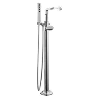 Delta Tetra Floor Mounted Roman Tub Filler w/ Diverter & Hand Shower - Less Handle