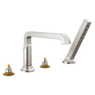 Delta Tetra Deck Mounted Roman Tub Filler w/ Diverter & Hand Shower - Less Handle