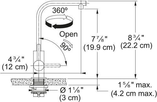 Franke UNL-HO-304 Universal Hot Water Dispenser with L Spout in Stainless Steel