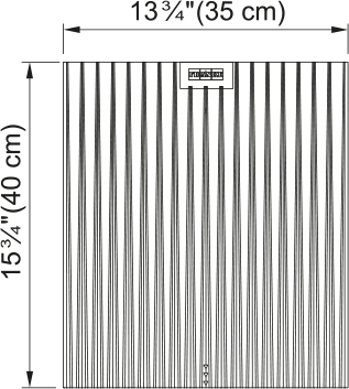 Stainless steel sink accessory grid with vertical dividers, measuring 13¾ inches wide by 15¾ inches deep.