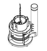 Toto drain valve assembly with metal internal mechanism, plastic cylindrical chamber, and outlet tube.