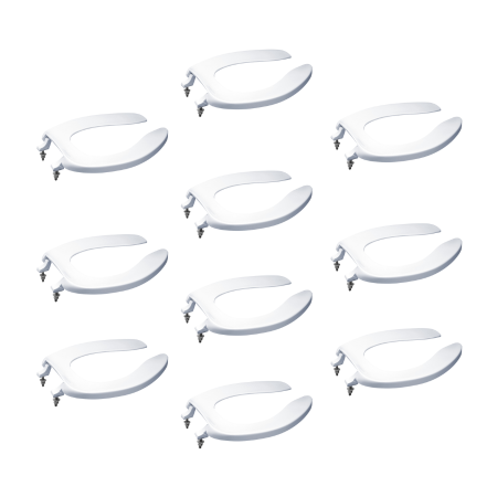 Toto Elongated Open Front Commercial Toilet Seat Without Lid, Cotton White - 10 Pack