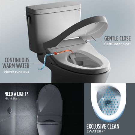Toto S7 Bidet Seat, Auto-Flush Ready with Remote - Elongated in Cotton White