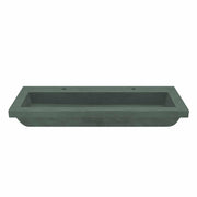 Forest green concrete trough sink with rectangular basin and curved edges, shown from above at an angle.