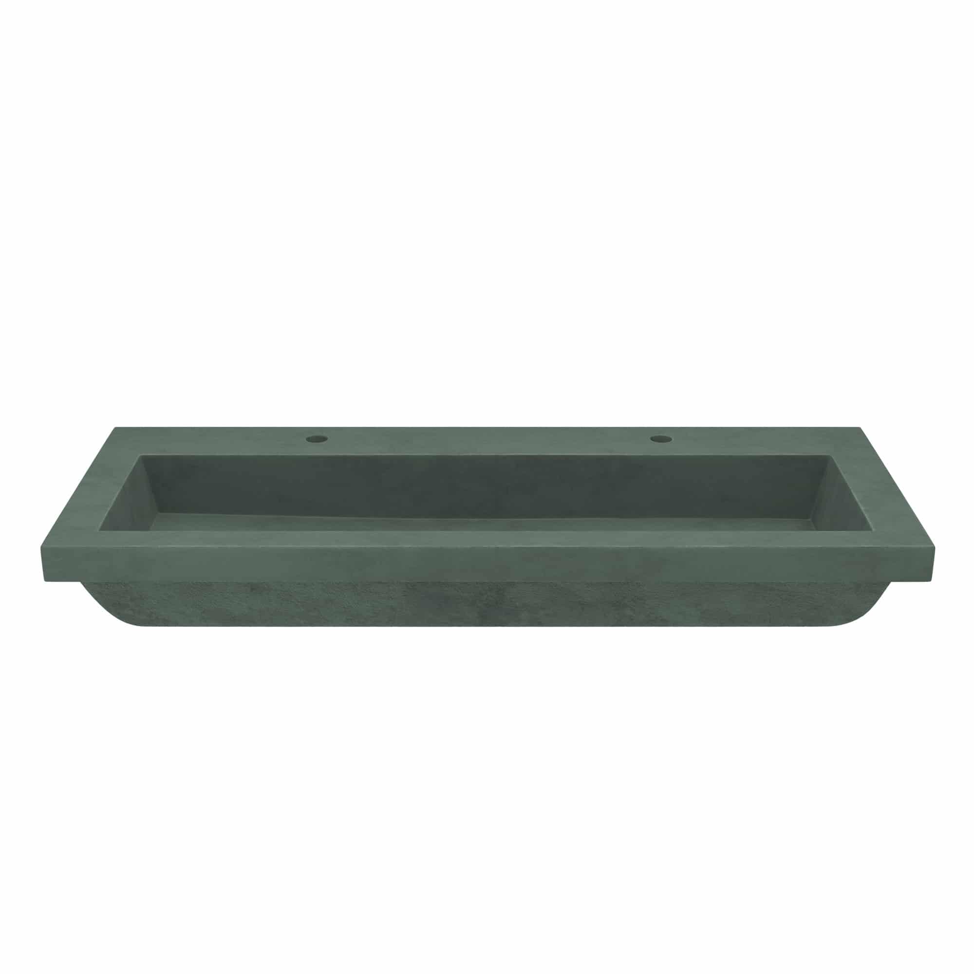 Forest green concrete trough sink with rectangular basin and curved edges, shown from above at an angle.