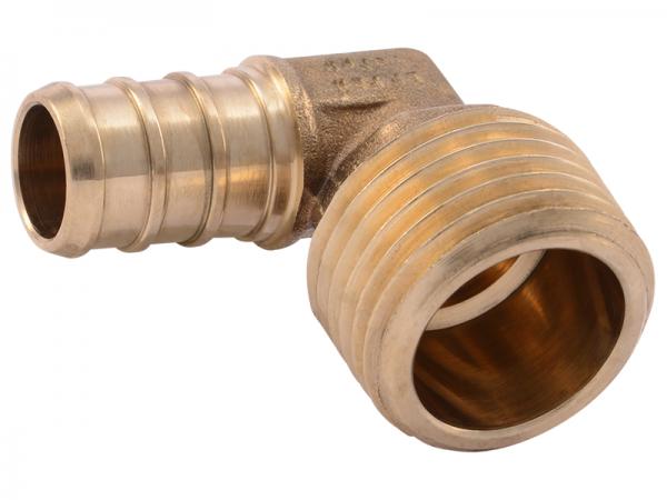 Sharkbite 1/2 in. x 1/2 in. MNPT Crimp Adapter Elbow in Brass - UC280LF