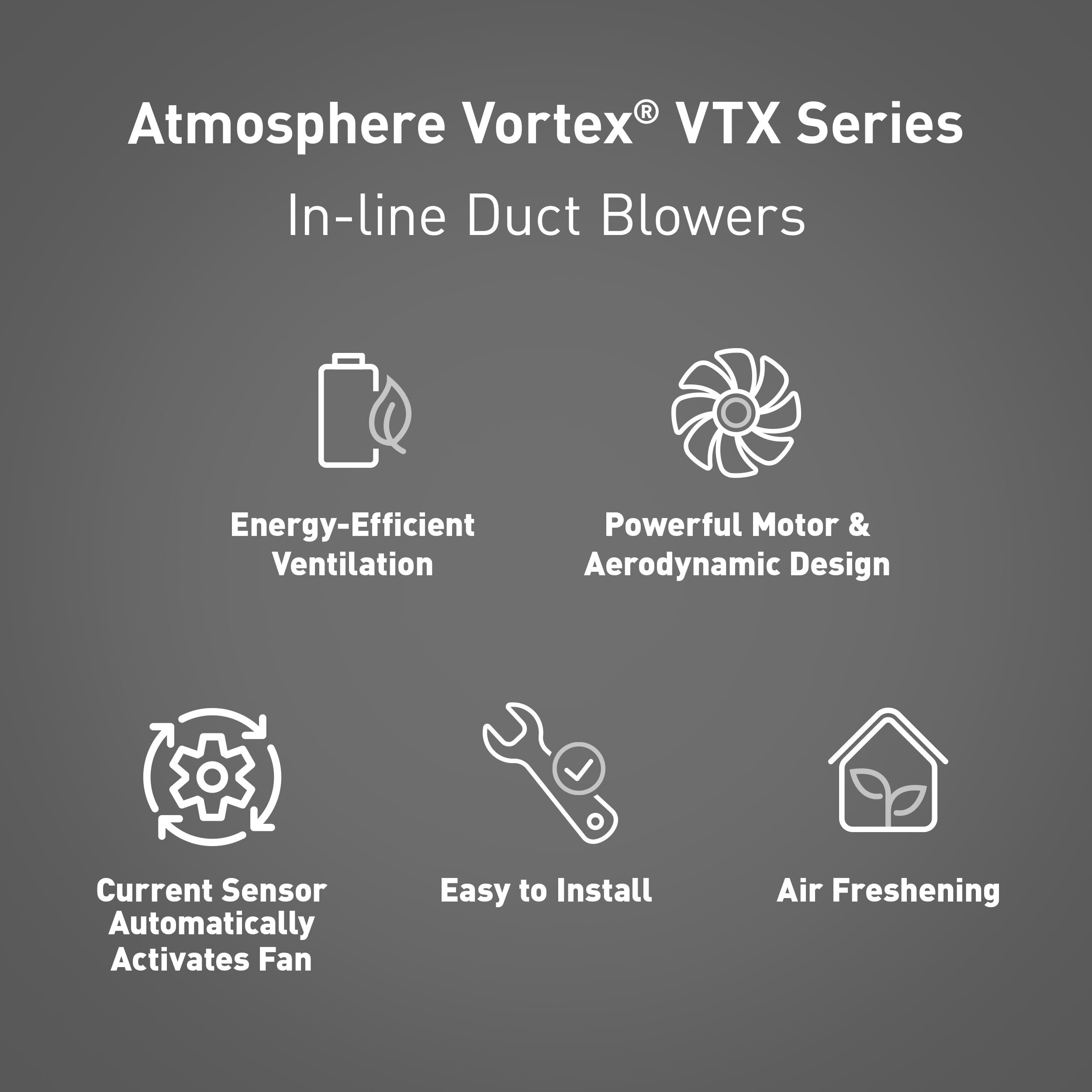 Panasonic Atmosphere Vortex VTX400C Centrifugal In-Line Duct Fan with Current Sensor, 175 CFM at 0.2 Static Pressure, Corded Ventilation Fan