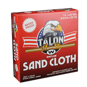 Brown waterproof sand cloth roll, 1.5 inches by 25 yards, with Whitlam Talon branding on red packaging.