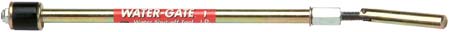 Brass water shut-off tool with red barrel, black grip, and metal tip for valve operation.