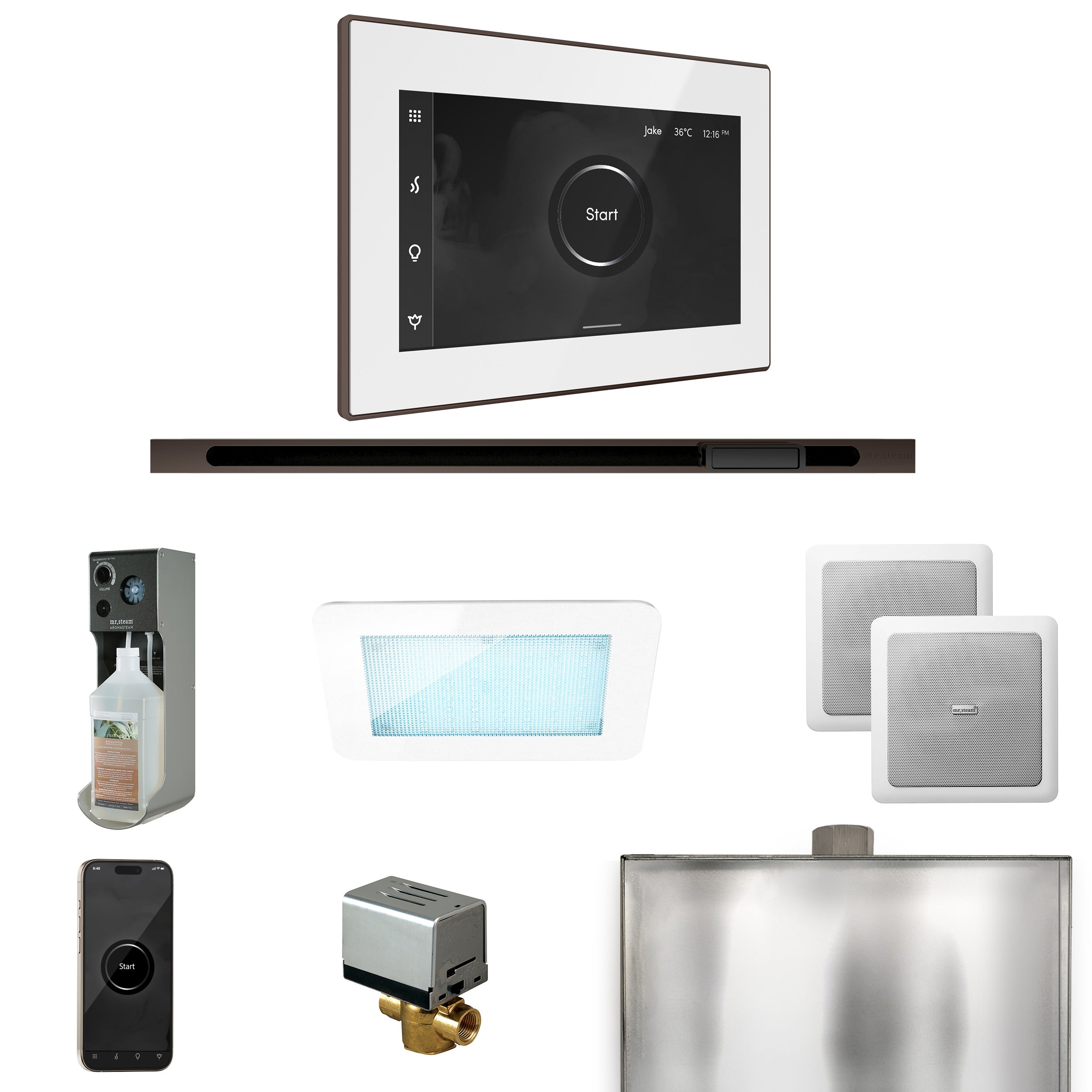 Mr. Steam XDream Steam Shower Control Package with iSteamX Control and Linear Steamhead