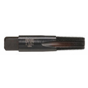 RIDGID 1/8 inch pipe tap with four flutes, black metal threading tool with square drive end and text markings.