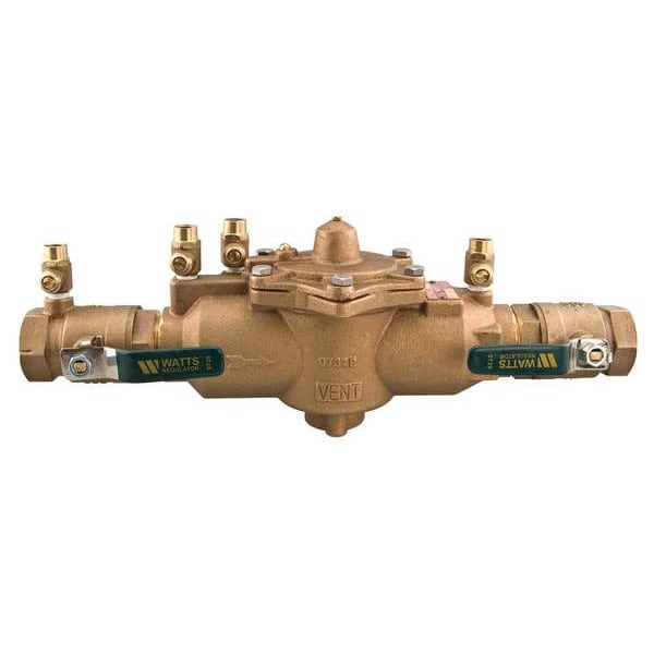 Watts RPZ Backflow Preventer 1-1/2 Inch Bronze Strainer Flood Sensor