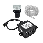 Chrome flush waste disposer air switch kit with control box, tubing, and power cord.