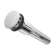 Chrome dome drain with 1.5-inch opening and cylindrical stem, featuring white dome cap and black ring detail.