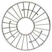 Stainless steel round bottom grid with radial wire pattern and central ring, 11 inches diameter.
